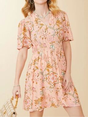 Spartina 448 Elayne Splitneck Dress Calm Waters Floral Chintz - Size S